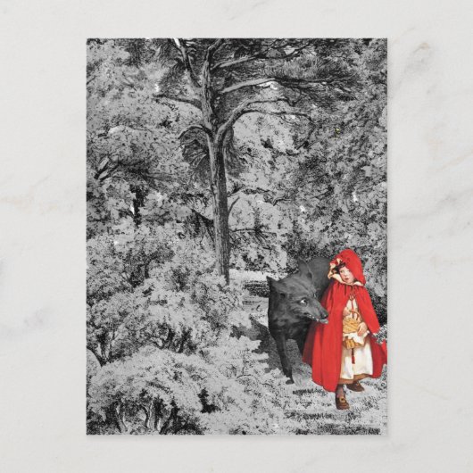Red Riding Hood en de Wolf Briefkaart (Voorkant)