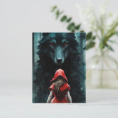 Red Riding Hood en de Wolf Briefkaart (Staand voorkant)