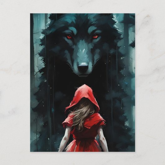 Red Riding Hood en de Wolf Briefkaart (Voorkant)