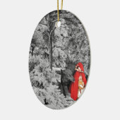 Red Riding Hood en de Wolf (BW) Keramisch Ornament (Links)