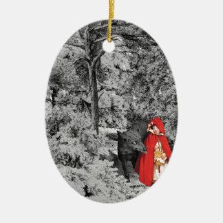 Red Riding Hood en de Wolf (BW) Keramisch Ornament