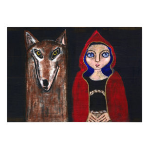 Red Riding Hood en de Wolf Foto Afdruk