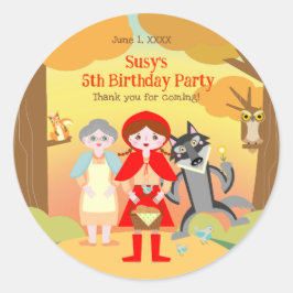 Red Riding Hood Girl Verjaardagsfeestje Ronde Sticker
