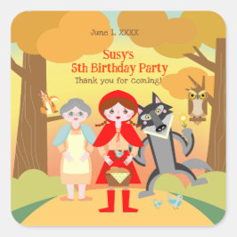 Red Riding Hood Girl Verjaardagsfeestje Vierkante Sticker