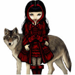 Red Riding Hood in herfst gothische fotosculptuur Staand Fotobeeldje<br><div class="desc">Een prachtige fotosculptuur - voegt de perfecte aanraking aan een plank of misschien een bureau op het werk toe. Of een gothische flair over een mantel. Ook een geweldige Halloween decoratie. Red Riding Hood in de herfst - een beetje gotisch over het sprookje Little Red Riding Hood en de Wolf....</div>