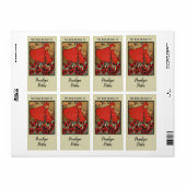 Red Riding Hood met papavers en Wolf Bookplate Etiket (Full Sheet)
