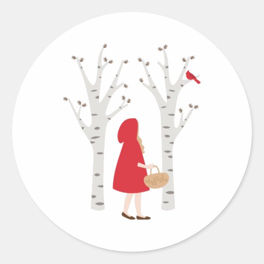 Red Riding Hood Ronde Sticker (Voorkant)