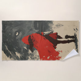 Red Riding Hood Wolf Beach Towel – Dark Fairy Tale Strandlaken