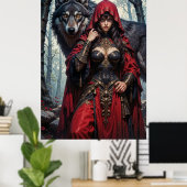 Red Riding Huntress with Wolves Poster (Thuiskantoor)