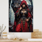 Red Riding Huntress with Wolves Poster (Keuken)