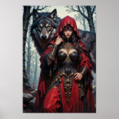 Red Riding Huntress with Wolves Poster (Voorkant)