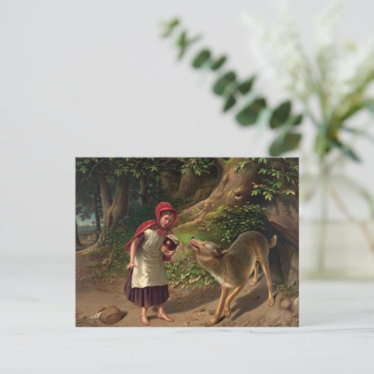 Red-Ridinghood and the wolf by William Beard Feestdagenkaart (Staand voorkant)