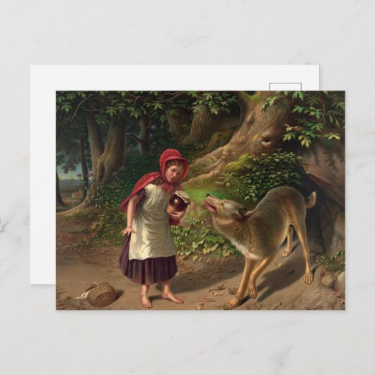 Red-Ridinghood and the wolf by William Beard Feestdagenkaart (Voorkant / Achterkant)