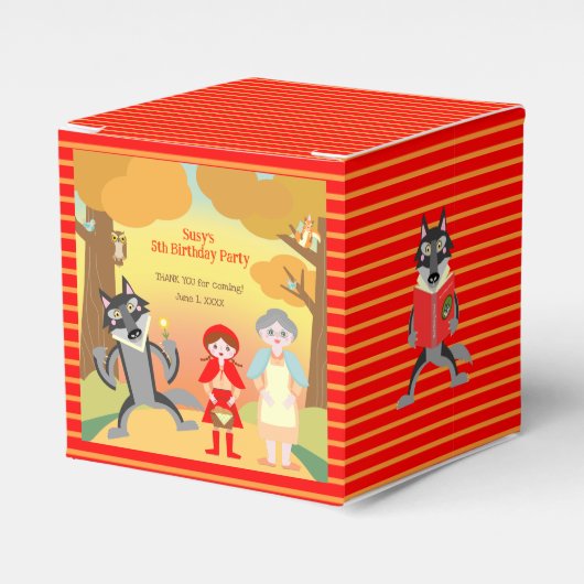 Red RidingHood Girl Verjaardagsfeestje Bedankdoosjes (Voorkant Zijde)