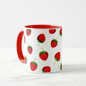 Red Ripe Strawberry Pattern Mok (Voorkant links)