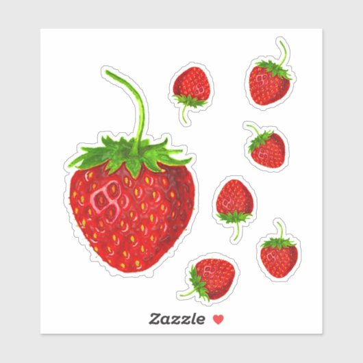 Red Ripe Strawberry Pattern Sticker (Vel)