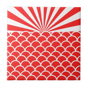 Red Rising Sun Japans geïnspireerd patroon Tegeltje