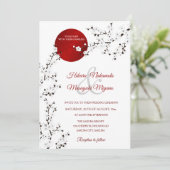Red Rising Sun White Cherry Blossom | Weddenschap Kaart (Staand voorkant)