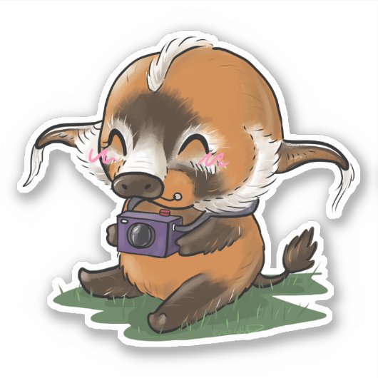 Red River Hog Fotograaf Sticker (Voorkant)