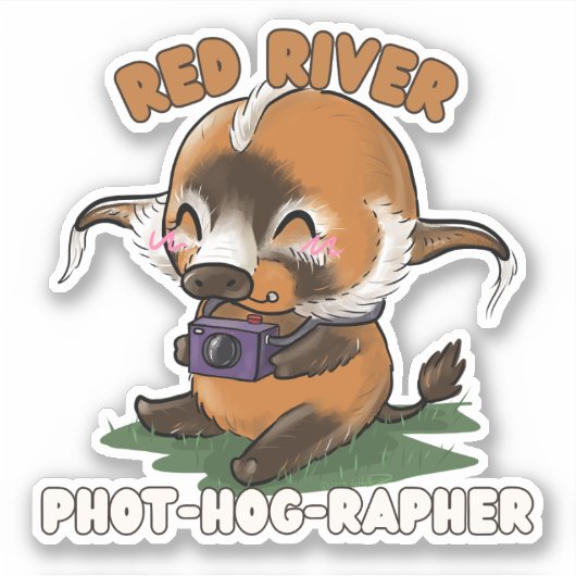Red River Hog Fotograaf Sticker (Voorkant)