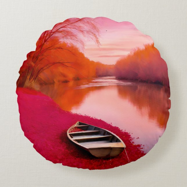 Red River Sunrise Rond Kussen (Voorkant)