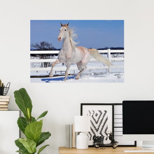 Red Roan in Snow Poster (Thuiskantoor)