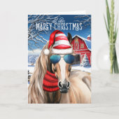 Red Roan Paard Grappig MAREy Kerstmis Feestdagen Kaart (Voorkant)