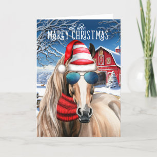 Red Roan Paard Grappig MAREy Kerstmis Feestdagen Kaart