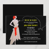 Red Roaring 20 - Vlapper Party-uitnodigingen Kaart (Voorkant / Achterkant)