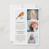 Red Robin Bird 3 Foto Sympathy Funeral Bedankkaart (Voorkant)