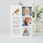 Red Robin Bird 3 Foto Sympathy Funeral Bedankkaart (Staand voorkant)