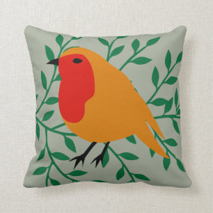Red Robin Bird Animal Floral laat aangepaste kleur Kussen
