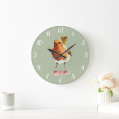 Red Robin Bird Cute Waterverf Art Grote Klok (Huis)