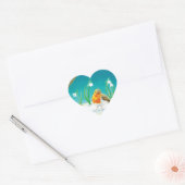 Red Robin Bird en Snowdrops Illustratie Hart Sticker (Envelop)