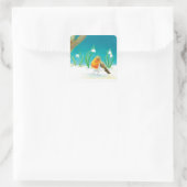 Red Robin Bird en Snowdrops Illustratie Vierkante Sticker (Tas)