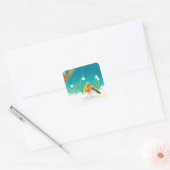 Red Robin Bird en Snowdrops Illustratie Vierkante Sticker (Envelop)