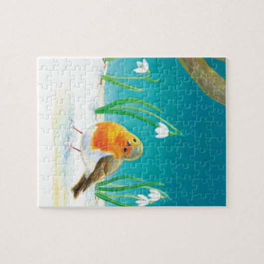 Red Robin Bird Illustration Legpuzzel (Horizontaal)
