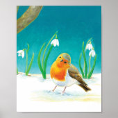 Red Robin Bird Illustration Poster (Voorkant)