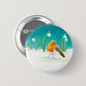 Red Robin Bird Illustration Ronde Button 5,7 Cm (Voorkant /achterkant)