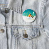 Red Robin Bird Illustration Ronde Button 5,7 Cm (In situ)