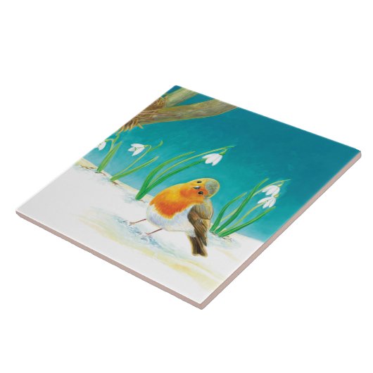 Red Robin Bird Illustration Tegeltje (Zijkant)