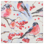 Red Robin Bird Pattern Stof (Swatch)