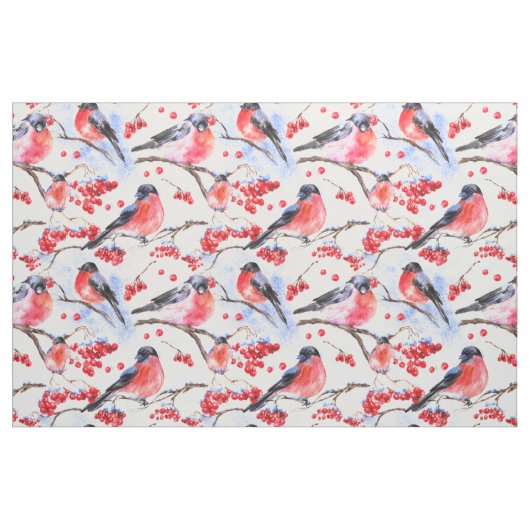 Red Robin Bird Pattern Stof (Fat Quarter)