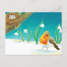Red Robin Bird & sneeuwdrops Illustratie Briefkaart