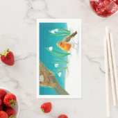 Red Robin Bird & Snowdrops Illustratie Servet (Insitu)