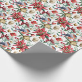 Red Robin Bird Waterverf Winter Kerstmis Cadeaupapier (Hoek)