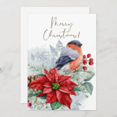Red Robin Bird Waterverf Winter Kerstmis Feestdagenkaart (Voorkant / Achterkant)