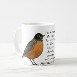 Red Robin Bird White Coffee Mok