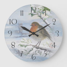 Red Robin Bird Winter Kerstmis Grote Klok