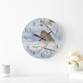 Red Robin Bird Winter Kerstmis Grote Klok (Huis)